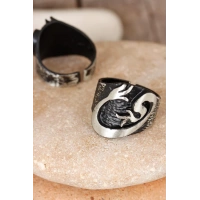 Lale Figürlü Füme Gri Renk Ayarlamalı Erkek Yüzük