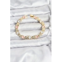 Lotus Model Pirinç Gold ve Pembe Renk Kadın Bileklik