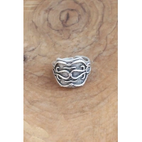 Motifli Gümüş Renk Ayarlanabilir Erkek Yüzük