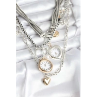 Otantik Gümüş Renk Kadın Kolye Kombini