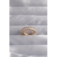 Pirinç Ayarlamalı Gold Renk Baget Taşlı Su Yolu Yüzük