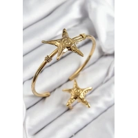 Pirinç Deniz Yıldızı Model Gold Renk Bileklik Yüzük Set