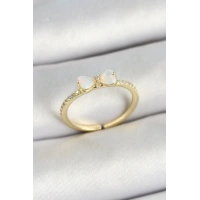 Pirinç Fiyonk Figürlü Zirkon Taşlı Gold Renk Ayarlanabilir Kadın Yüzük