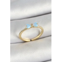 Pirinç Fiyonk Figürlü Zirkon Taşlı Gold Renk Ayarlanabilir Kadın Yüzük