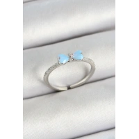 Pirinç Fiyonk Figürlü Zirkon Taşlı Gümüş Renk Ayarlanabilir Kadın Yüzük