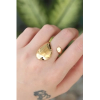 Pirinç Gold Renk Ayarlanabilir İri Bombeli Yüzük