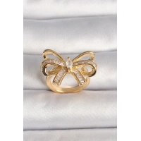 Pirinç Gold Renk Ayarlanabilir Zirkon Taşlı Kurdele Model Kadın Yüzük