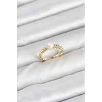 Pirinç Gold Renk Göbek İnci Model Kadın Yüzük