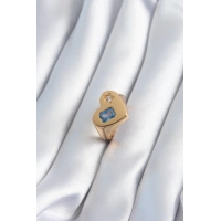 Pirinç Gold Renk Kalp Model Zirkon Taş Yıldız Detay Kadın Yüzük