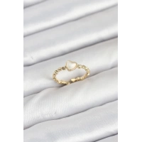 Pirinç Gold Renk Kalpli Model Kadın Yüzük