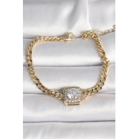 Pirinç Gold Renk Kare Zirkon Taşlı Xuping Exclusive VIP Seri Kadın Bileklik