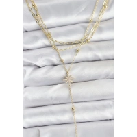 Pirinç Gold Renk Kutup Yıldızı Detaylı 3lü Kombin Kadın Kolye