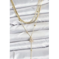 Pirinç Gold Renk Kutup Yıldızı Model Detaylı 3lü Kombin Y Kadın Kolye