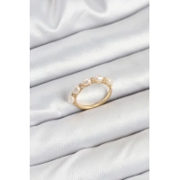 Pirinç Gold Renk Sıralı İncili Kadın Yüzük