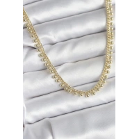 Pirinç Gold Renk Sıralı Topçuk Model Kadın Kolye