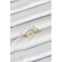 Pirinç Gold Renk Yonca Model Kadın Yüzük