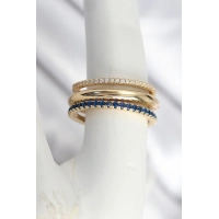 Pirinç Gold Renk Zirkon Taşlı 3Lü Kadın Yüzük