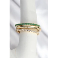 Pirinç Gold Renk Zirkon Taşlı 4Lü Kadın Yüzük