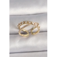 Pirinç Gold Renk Zirkon Taşlı Ayarlanabilir Kadın Yüzük