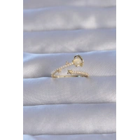 Pirinç Gold Renk Zirkon Taşlı İncili Satürn Model Ayarlanabilir Yüzük