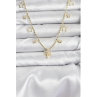 Pirinç Gold Renk Zirkon Taşlı Kutup Yıldızı Model Kadın Kolye