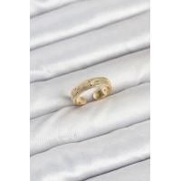 Pirinç Gold Renk Zirkon Taşlı Kutup Yıldızı Model Kadın Yüzük