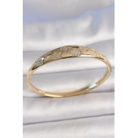 Pirinç Gold Renk Zirkon Taşlı Yıldız İşlemeli Kadın Kelepçe
