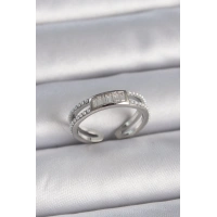 Pirinç Gümüş Renk Ayarlanabilir Sıralı İncili Zirkon Taşlı Kadın Yüzük