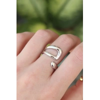 Pirinç Gümüş Renk Ayarlanabilir Yüzük