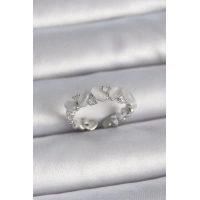 Pirinç Gümüş Renk Ayarlanabilir Zirkon Taşlı Beyaz Mineli Model Kadın Yüzük