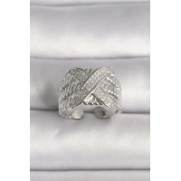 Pirinç Gümüş Renk Ayarlanabilir Zirkon Taşlı X Model Kadın Yüzük