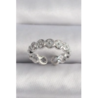 Pirinç Gümüş Renk Beyaz Sedefli Yonca Model Kadın Yüzük