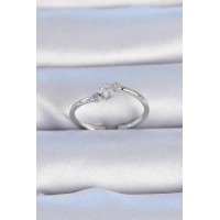 Pirinç Gümüş Renk Çiçek Model Zirkon Taş Detay Kadın Yüzük