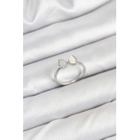 Pirinç Gümüş Renk Fiyonk Model Kadın Yüzük