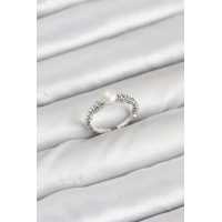 Pirinç Gümüş Renk Göbek İnci Model Kadın Yüzük