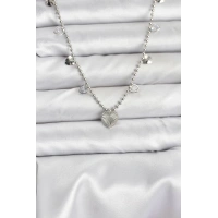 Pirinç Gümüş Renk Kalp Model Kadın Kolye