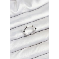 Pirinç Gümüş Renk Kemik Model Kadın Yüzük