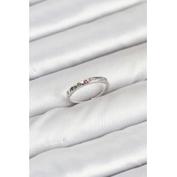 Pirinç Gümüş Renk Renkli Zirkon Taşlı Kadın Yüzük