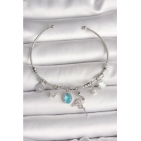 Pirinç Gümüş Renk Sallantı Zirkon Taşlı Filaminga Figür Charm Kadın Bileklik