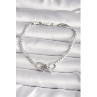 Pirinç Gümüş Renk Su Yolu Zirkon Taşlı Model Kadın Bileklik