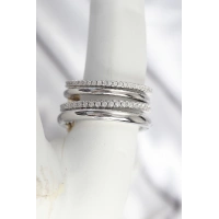 Pirinç Gümüş Renk Zirkon Taşlı 4Lü Kadın Yüzük