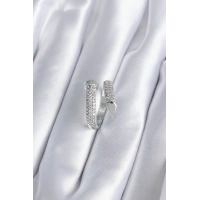 Pirinç Gümüş Renk Zirkon Taşlı Çivi Model Kadın Yüzük