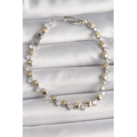 Pirinç Gümüş Renk Zirkon Taşlı Gold Kalpli VIP Seri Kadın Bileklik