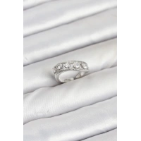 Pirinç Gümüş Renk Zirkon Taşlı Kadın Yüzük