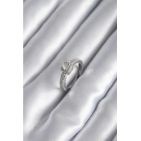 Pirinç Gümüş Renk Zirkon Taşlı Kadın Yüzük