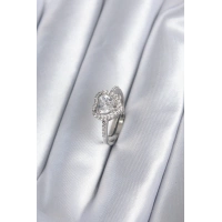 Pirinç Gümüş Renk Zirkon Taşlı Kalp Charm Model Kadın Yüzük