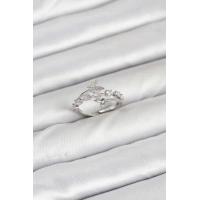 Pirinç Gümüş Renk Zirkon Taşlı Kelebek Model Kadın Yüzük