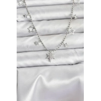 Pirinç Gümüş Renk Zirkon Taşlı Kutup Yıldızı Model Kadın Kolye