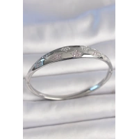 Pirinç Gümüş Renk Zirkon Taşlı Yıldız İşlemeli Kadın Kelepçe