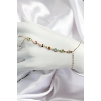 Pirinç Renkli Kare Zirkon Taşlı Y Model Gold Renk Kadın Şahmeran